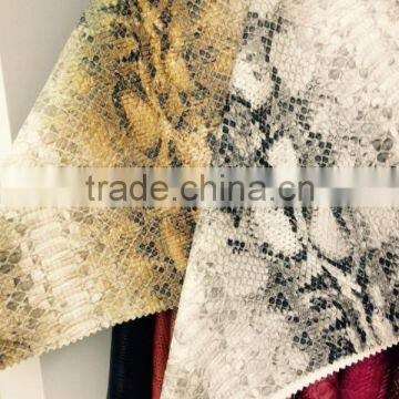 Soft hand feeling snakeskin leather fabric for bag, decorative