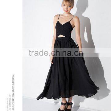 2016 New fashion black color sweetheart neck long dress for teenage girls                        
                                                Quality Choice