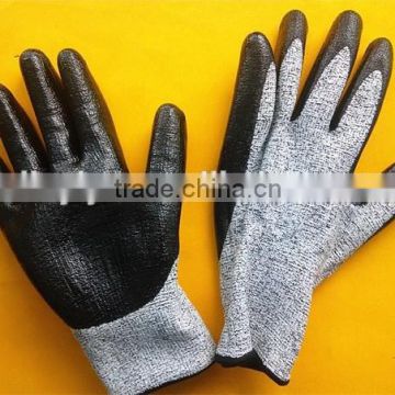 Top Quality Hppe Level 5 Cut Resistant Black Nitrile Palm Coated Cut Protection Gloves