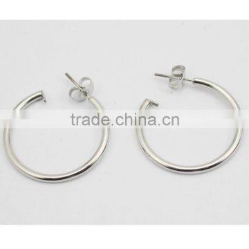 Simple Small Shiny Silver Color Open Circle Stud Earrings