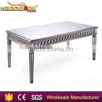 elegent appearance wedding glass top metal banquet table,glass mirror dining table