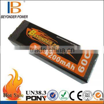 Beyonder Power hard case hybrid car battery for rc airplane/car/toy, high discharge rate 60C, high capacity 4200mAh 7.4V