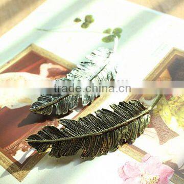 Fashion Golden Leaves Metal Clip For Women,Greece's Women Feather Spring Clip Metal Hair Accessories photo-3