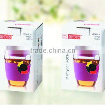 Special Design Pyrex Glass Teacup With Insulating Rubber Heat Resistant Flower Tea Cup 450ml Glass Tea Kettle 6 Color Design photo-3