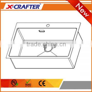 New Design 770*496mm Cutout Size R10/R0 Square SUS 304 Kitchen Sink photo-2