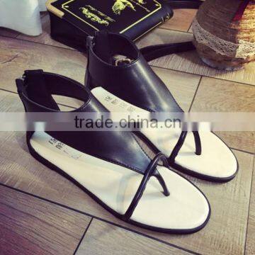 2016 European and American style summer new simple flat thong word buckle flat sandals