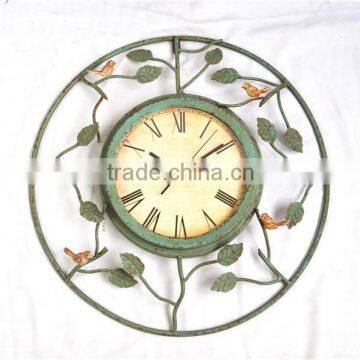 Big Round Rustic Green Wrought Iron Wall Clocks photo-1