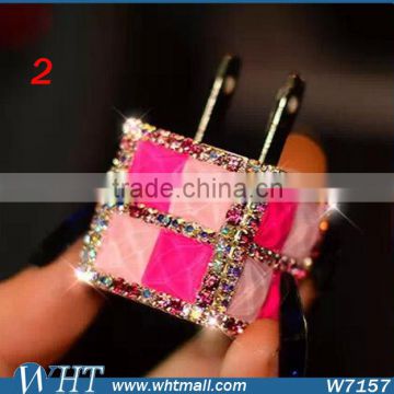 2016 Fashion Design Bling Bling Diamond USB Charging Adapter for Smartphone Tablets