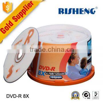 RISENG 8x 4.7GB 120MINs blank dvd series/50bulk blank dvd price cheap/offset printed dvd disc