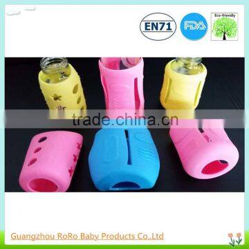 Anti-drop glass baby nursing bottle silicone sleeve