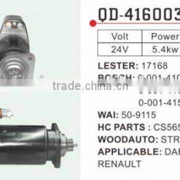 Renault Starter Motor Lester 17168 Bosch 0-001-410-062 Wai 50-9115 HC Parts CS565 Woodauto STR22042