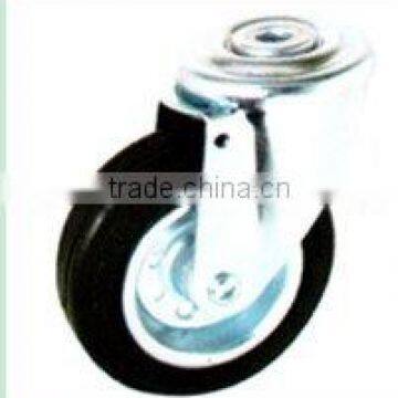 Swivel/Swivel Brake Bolt Hole Castor Fitted with Rubber Wheel, Metal Rim