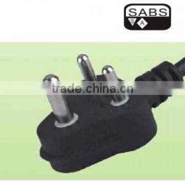 Africa 6A 250V Power Cord with three pins plug SABS approved