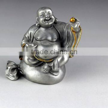 High quality metal pewter Happy Buddha statue