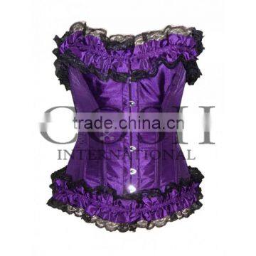 Overbust Purple Satin With Steel Boned Corset Ci-1138