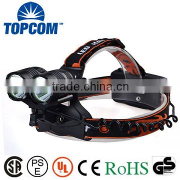 Rechargeable LED Headlamp 2000Lm Zoomable 3 Modes Handsfree Headlamp Waterproof Outdoor Headlamp