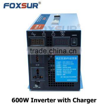 LED display battery and output voltage 12V DC TO 230V UPS Pure Sine Wave Power Inverter with smart Battery Charger FOXSUR 600W