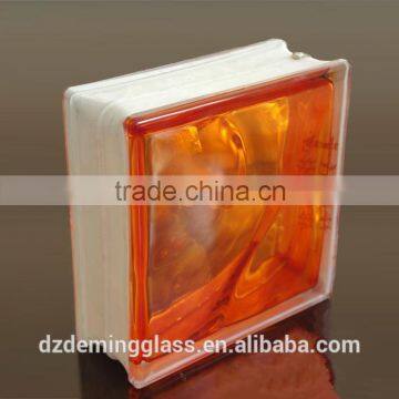 high quality inner orange red glass block with CE,ISO certification for palaza,office building and shopping mall