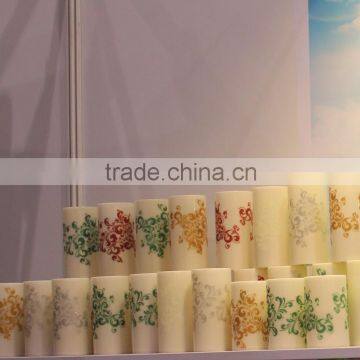 Plastic Beautiful Printing Pillar Flameless Decorative Led Candles