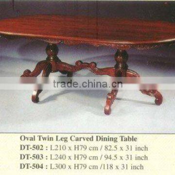 Oval Carved Dining Table Mahogany Indoor Furniture