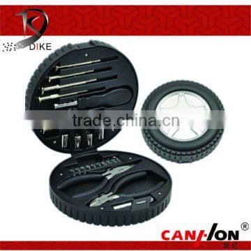 Ningbo Dike 24pcs popular promotional tire shape hand tool set, tool box, tool kits, suit tool