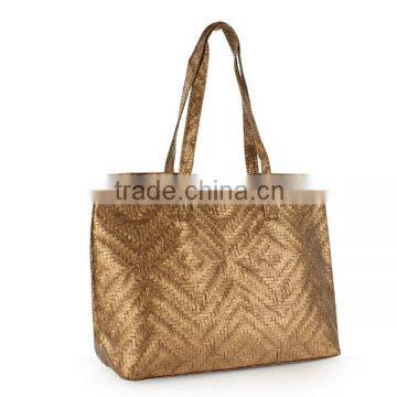 Gold colour PVC shopping bag with handle