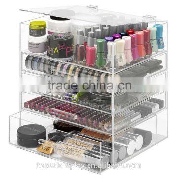 elegant clear custom wholesale acrylic cosmetic organizer,5 tier acrylic makeup organizer,acrylic cosmetic makeup organizer