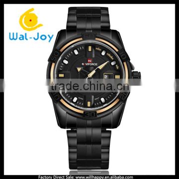 WJ-5558B Naviforce black stainless steel Japan movement with calendar quartz men waterproof watch