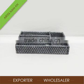 Rectangular Natural Black rattan serving tray with Compartment / Best wholesale serving trays in Vietnam