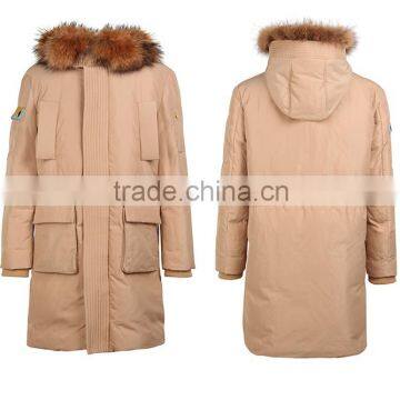 Women Multi Pocket Foldable Long Goose Down Jacket