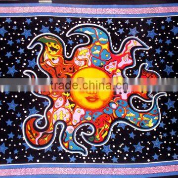 Psychedelic Burning Sun Tapestry, Wall Hanging Sun Tapestries, Hippie Tapestry Sun and Moon Decor Art, Red Tapestry, Celestial B