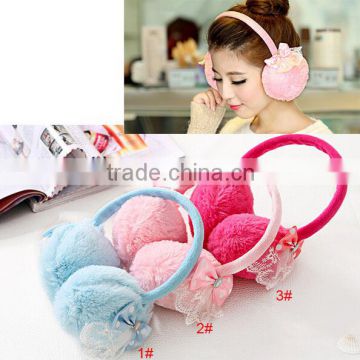 winter fur earmuff with lace