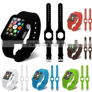 Silicon Soft Wrist Band Cover Case for Apple Watch 38mm 42mm