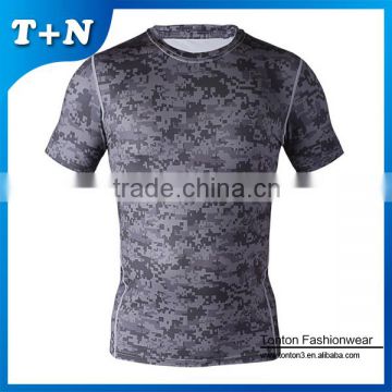 Wholesale Men's Short Sleeve Gym Fitness camouflage blank Compression T Shirts