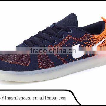 Hot Selling Led Flyknit Light Sneaker Shoes.weave Sneaker Led Light up Adult Sneaker