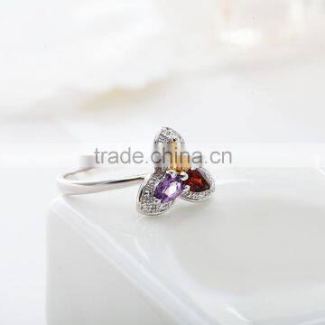 Beautiful colorful 925 silver ring. woman silver ring. tourmaline ring with 925 silver