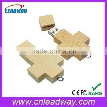 OEM branded cross wooden usb flash