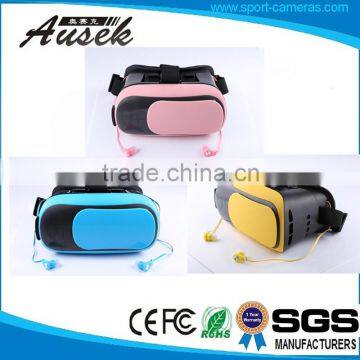 New Pink/Blue/Yellow getd 3d glasses vr box with earphone and BT remote controller Game Consoles