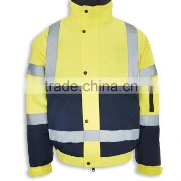 Hi-vis two-tone reflective tape bomber jacket