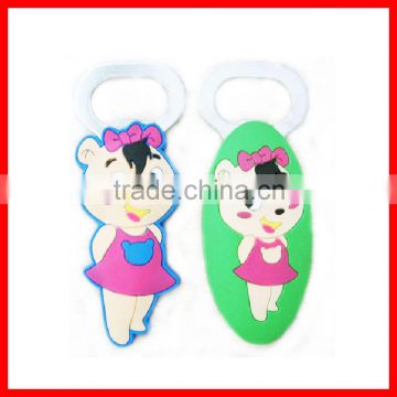 Customized soft pvc open beer bottle with fridge magnet for beer promotion