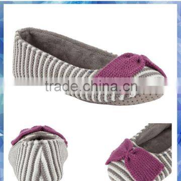 grey and cream stripe knitted Ballet Slippers for women