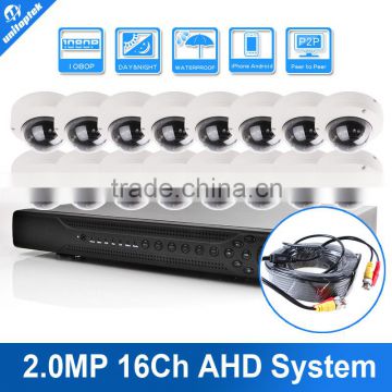 16CH 1080P AHD DVR Kit With 12PCS Leds 10M IR NightVision Mini CCTV 2MP Outdoor Dome AHD Camera Home DIY Security Camera System