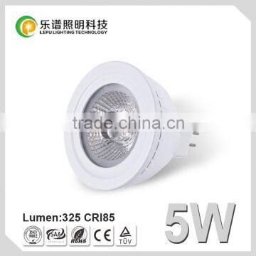 2700k CRI85 5w cob mr16 led bulb with reflector lens and CE&RoHS certificates