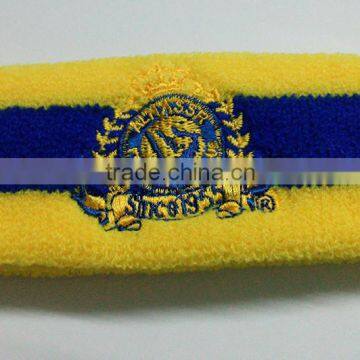 Embroidered logo terry material sport sweatband