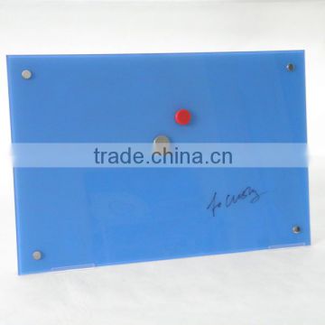 Large magnetic tempered glass writing board with office supplies