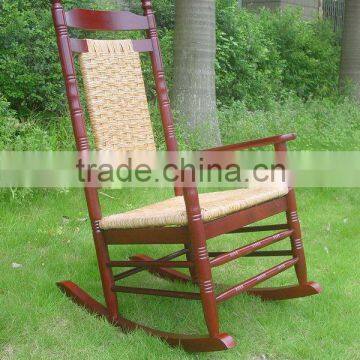 CY2272 Vintage Outdoor Wood and ratten Rocking Chair