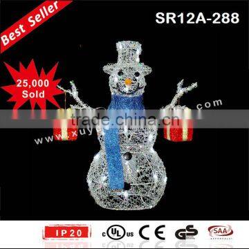 Battery powered outdoor lighted snowman