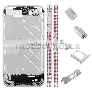 For Luxury iphone 4S Megenta Diamond Middle Plate Housing Faceplate Silver