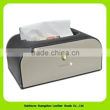 15001 Custom promotional functional elegant PU leather gift tissue boxes for hotel