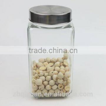 Outstanding Square Shape Glass Storage Jar With Metal Cover photo-2